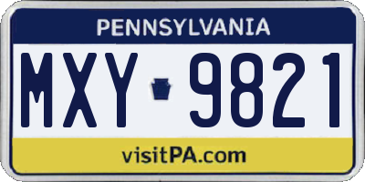 PA license plate MXY9821
