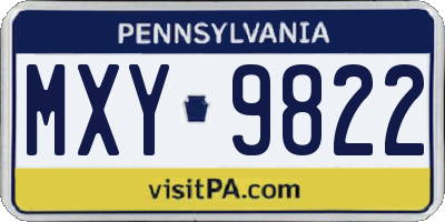 PA license plate MXY9822