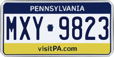 PA license plate MXY9823