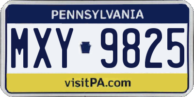 PA license plate MXY9825