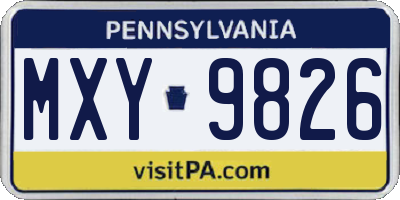 PA license plate MXY9826