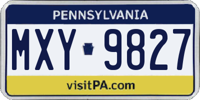 PA license plate MXY9827