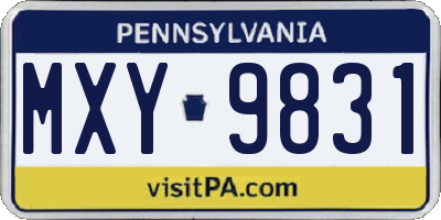 PA license plate MXY9831
