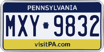 PA license plate MXY9832