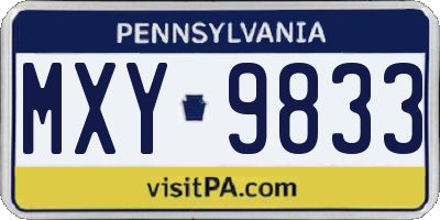 PA license plate MXY9833