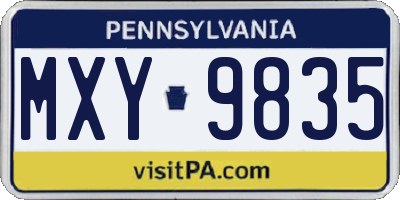 PA license plate MXY9835