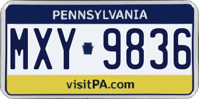 PA license plate MXY9836