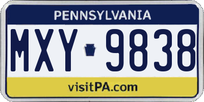 PA license plate MXY9838