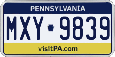 PA license plate MXY9839