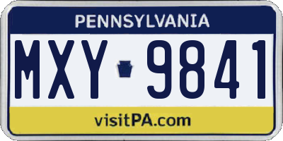 PA license plate MXY9841