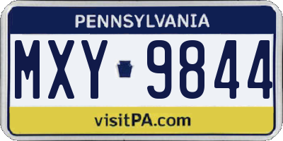 PA license plate MXY9844