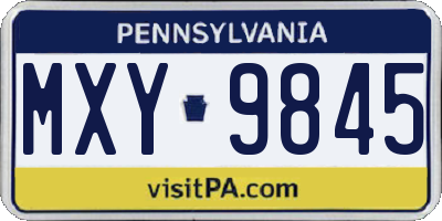 PA license plate MXY9845