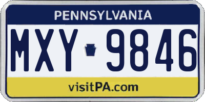 PA license plate MXY9846