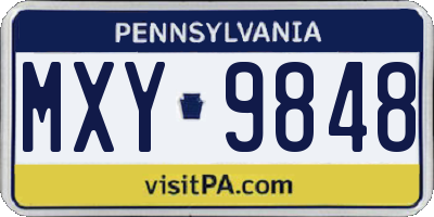 PA license plate MXY9848