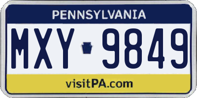 PA license plate MXY9849