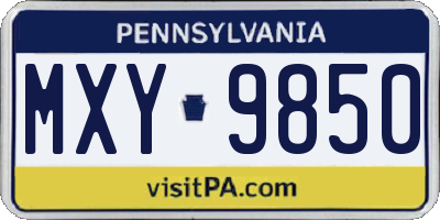 PA license plate MXY9850