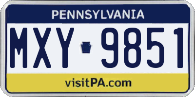 PA license plate MXY9851