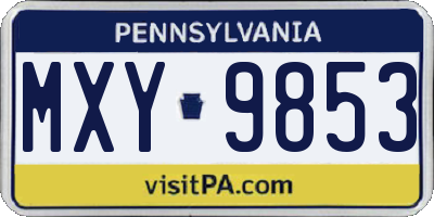 PA license plate MXY9853
