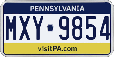 PA license plate MXY9854