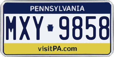 PA license plate MXY9858