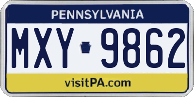 PA license plate MXY9862