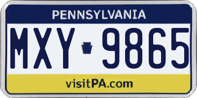 PA license plate MXY9865