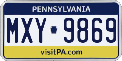PA license plate MXY9869