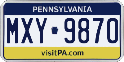 PA license plate MXY9870