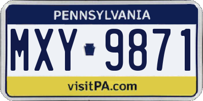 PA license plate MXY9871
