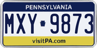 PA license plate MXY9873