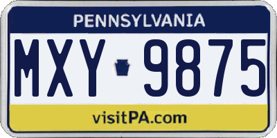 PA license plate MXY9875
