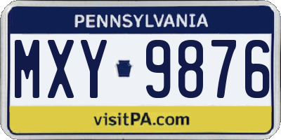 PA license plate MXY9876