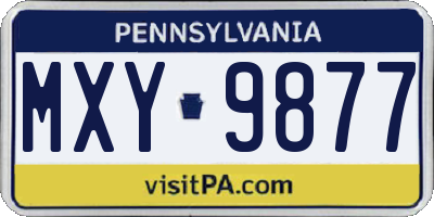 PA license plate MXY9877