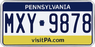 PA license plate MXY9878