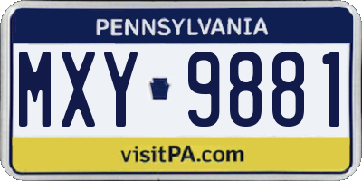 PA license plate MXY9881