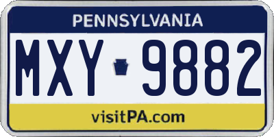 PA license plate MXY9882