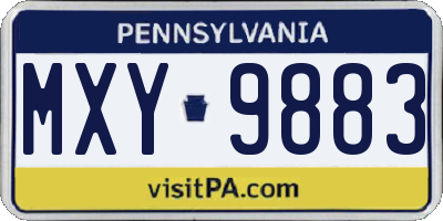 PA license plate MXY9883