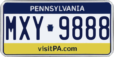 PA license plate MXY9888