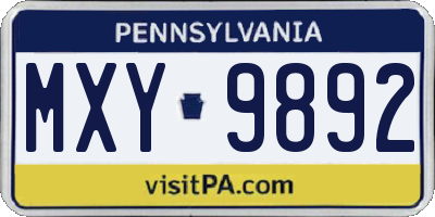 PA license plate MXY9892