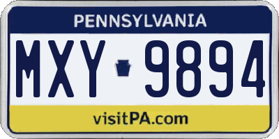 PA license plate MXY9894