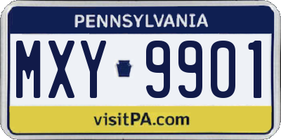 PA license plate MXY9901
