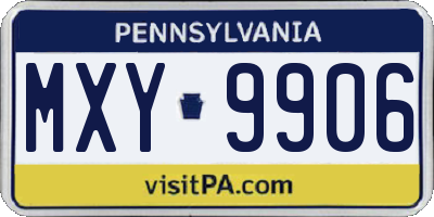 PA license plate MXY9906