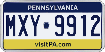 PA license plate MXY9912
