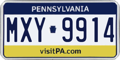 PA license plate MXY9914