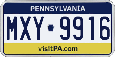 PA license plate MXY9916
