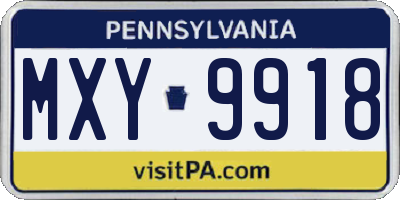 PA license plate MXY9918