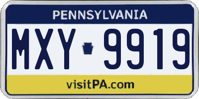 PA license plate MXY9919