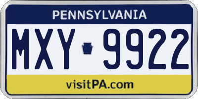 PA license plate MXY9922