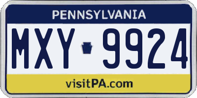 PA license plate MXY9924