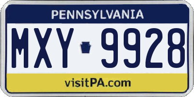 PA license plate MXY9928